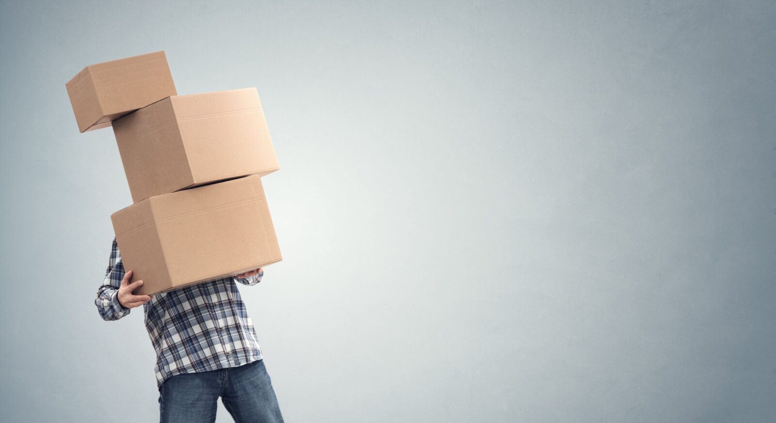 Moving boxes ready for transport in Downtown Houston TX