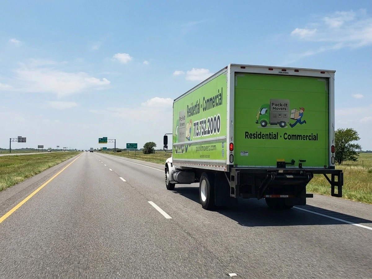 Pack-It Movers long distance moving truck on the highway